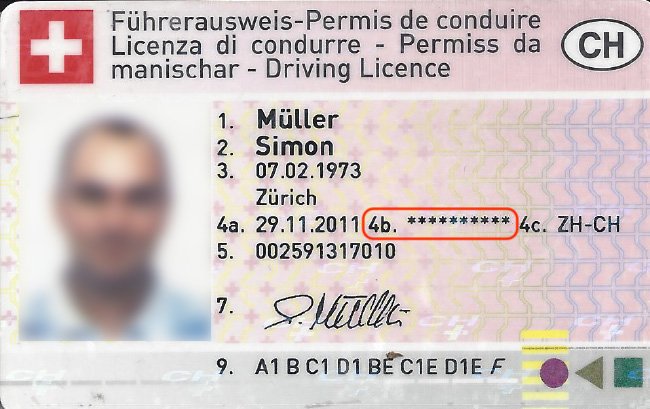 Licencia de conducir de Suiza.